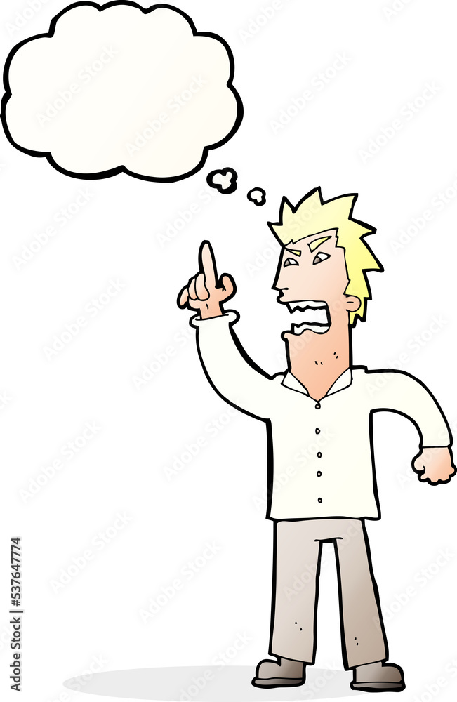 cartoon angry man making point with thought bubble cartoon angry man making point with thought bubble