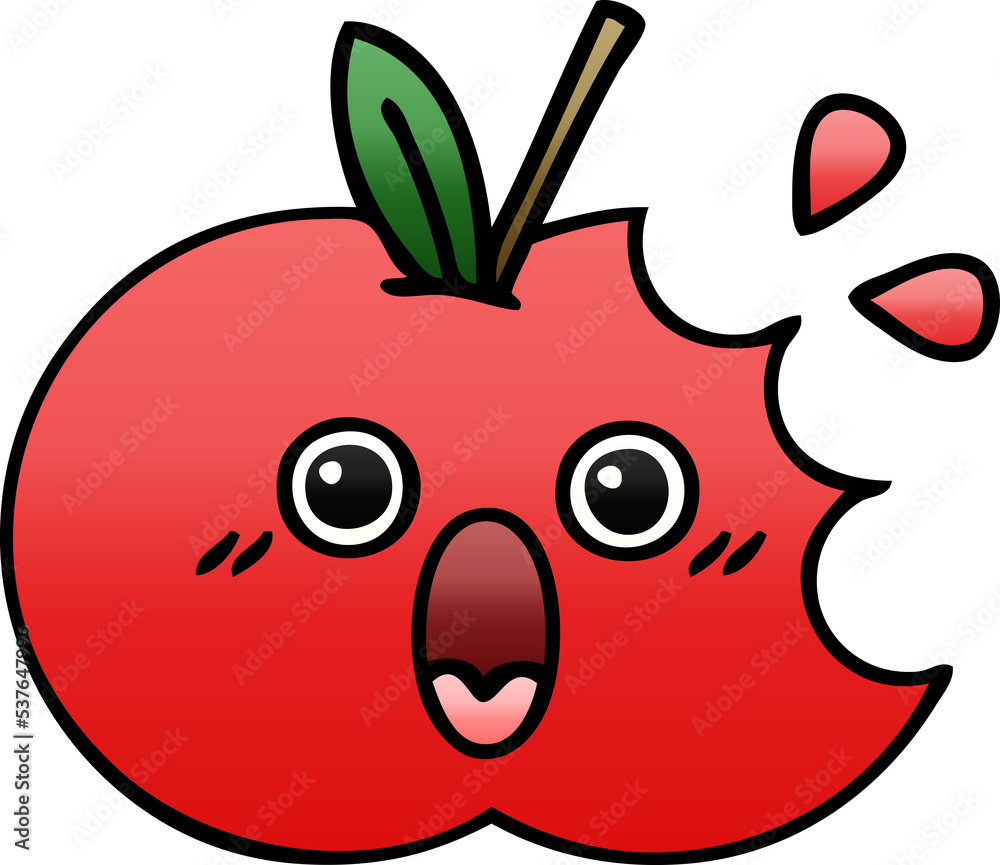 Obraz premium gradient shaded cartoon of a red apple