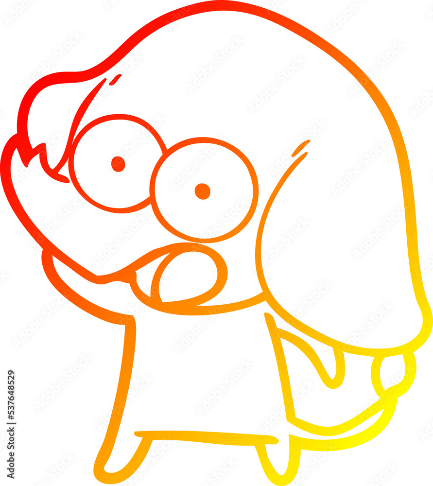 Fototapeta premium warm gradient line drawing of a cute cartoon elephant