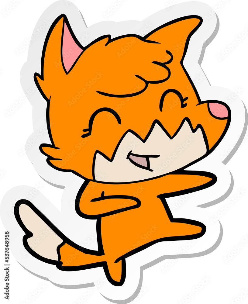 sticker of a happy cartoon fox sticker of a happy cartoon fox