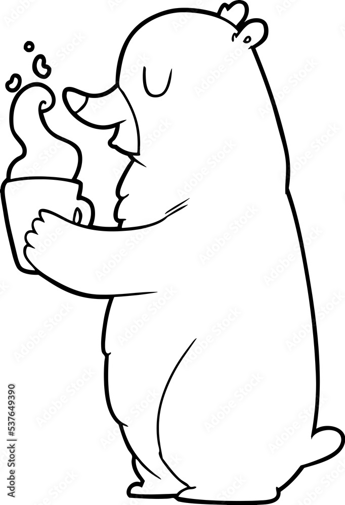 cartoon bear with hot drink cartoon bear with hot drink