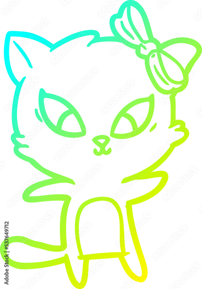 cold gradient line drawing of a cartoon cat cold gradient line drawing of a cartoon cat