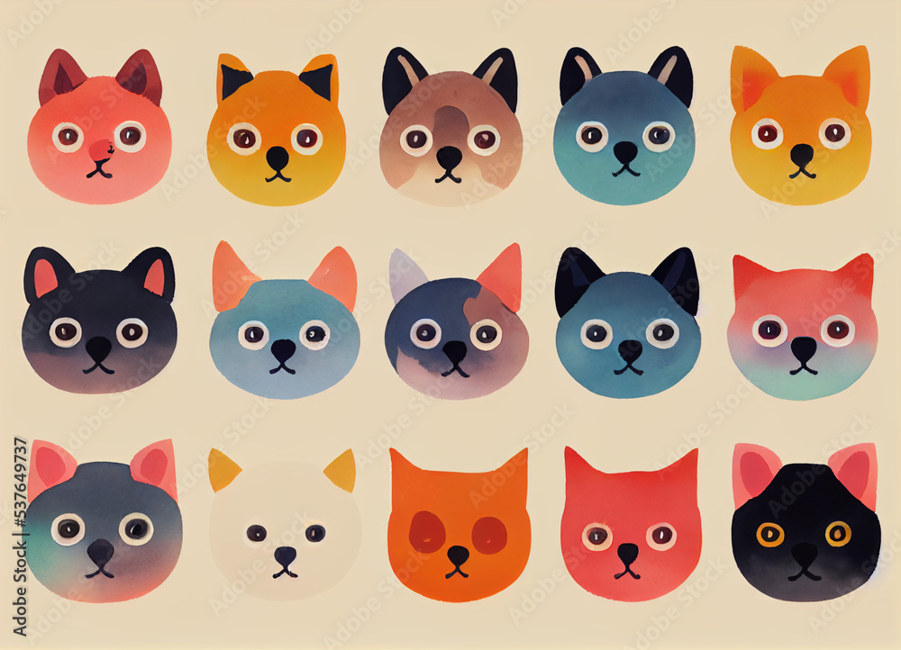 Pattern of little funny animals. Watercolour. Pattern of little funny animals. Watercolour.