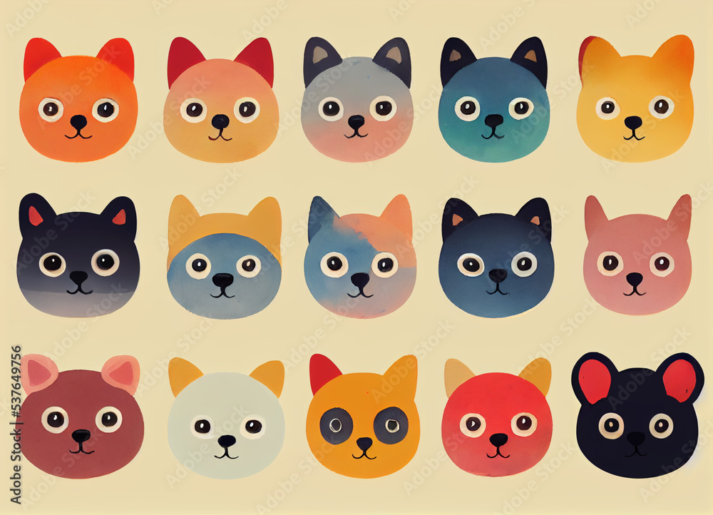 Pattern of little funny animals. Watercolour. Pattern of little funny animals. Watercolour.