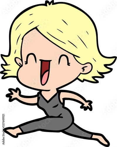 cartoon happy woman