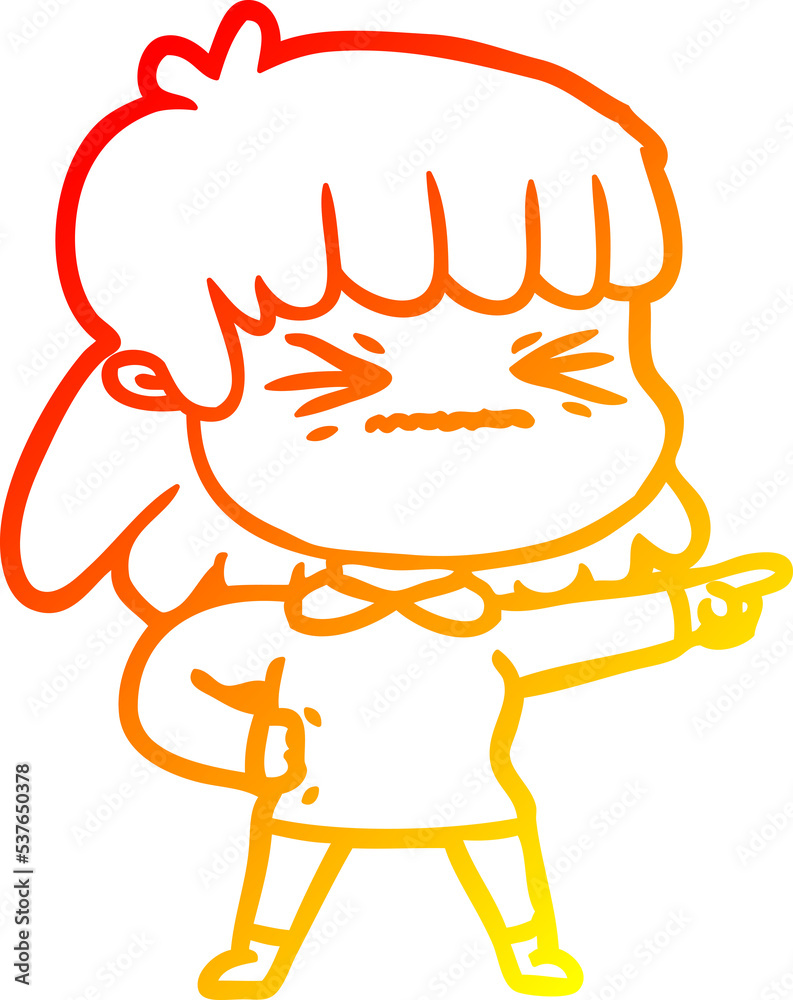 warm gradient line drawing of a cartoon woman warm gradient line drawing of a cartoon woman