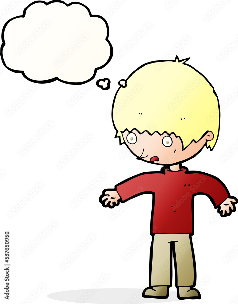 cartoon confused boy with thought bubble cartoon confused boy with thought bubble