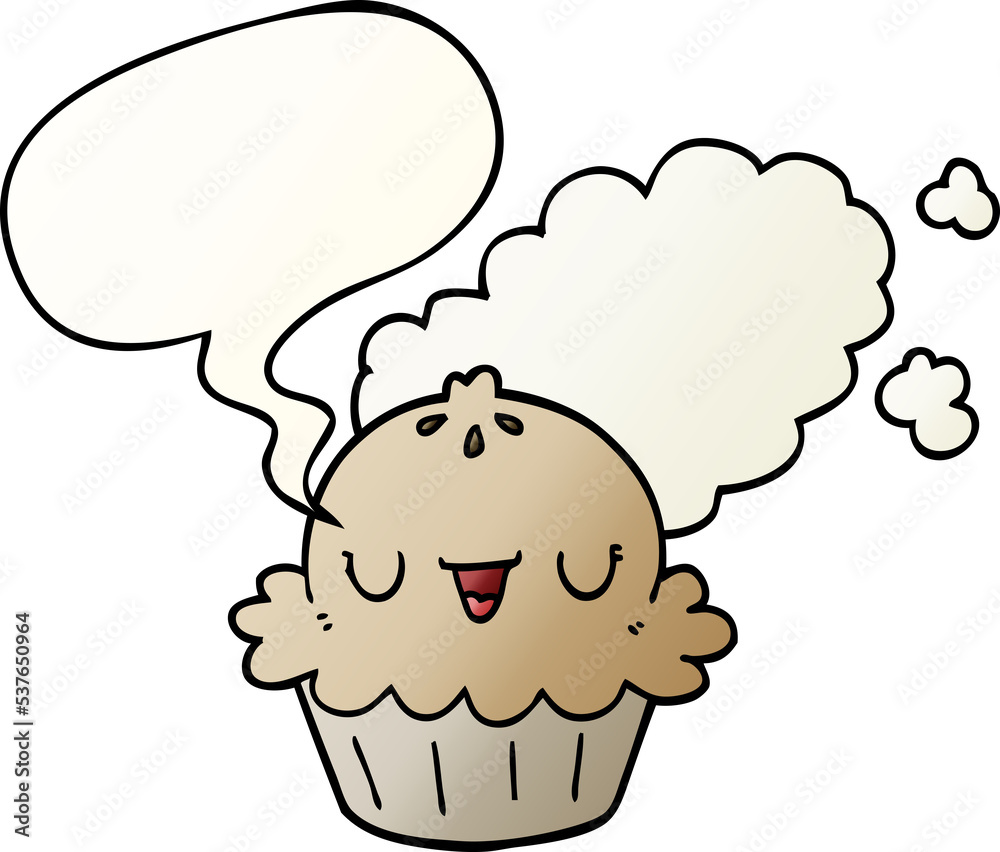 cute cartoon pie with speech bubble in smooth gradient style cute cartoon pie with speech bubble in smooth gradient style