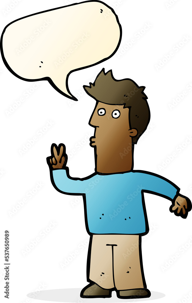 cartoon man signalling with hand with speech bubble cartoon man signalling with hand with speech bubble
