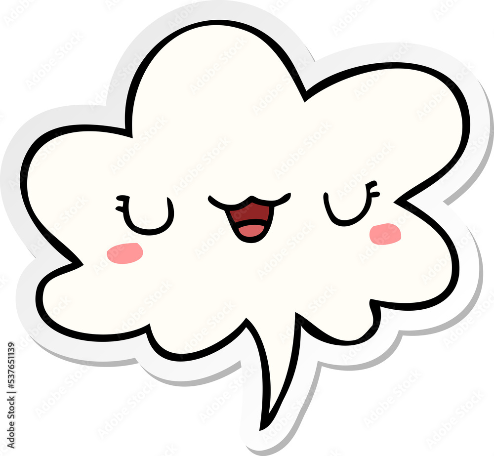 cute cartoon face with speech bubble sticker cute cartoon face with speech bubble sticker