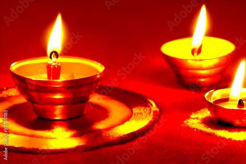 lamps lit decorative diyas for diwali candle lights festival . Happy Diwali celebration selective focus