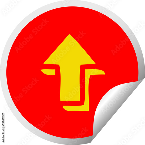 Free Download circular peeling sticker cartoon of a pointing arrow - GFXLoad