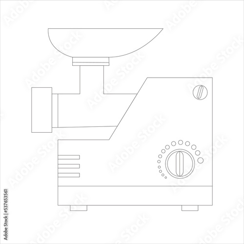 Home meat grinder illustrated. Outline home meat grinder vector icon for web design isolation on white background.