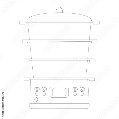 Home double boiler illustrated. Outline home double boiler vector icon for web design isolation on white background. 