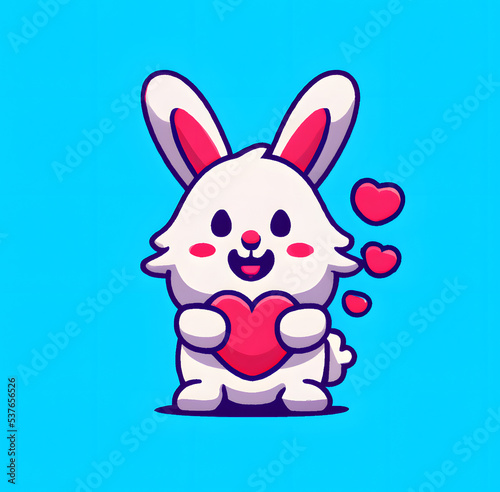 Illustration of cute rabbit With Love Heart Cartoon Icon