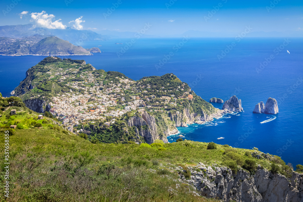 Idyllic Capri island landscape from above, Amalfi coast of Italy, Europe
