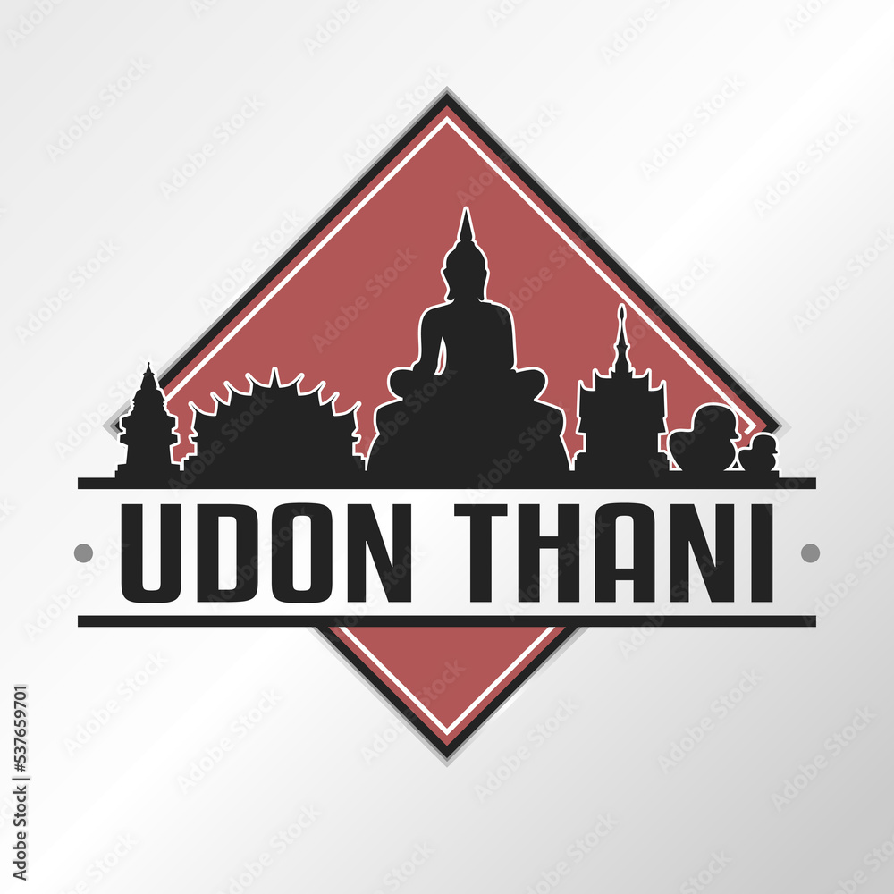 Udon Thani, Thailand Skyline Logo. Adventure Landscape Design Vector City Illustration Vector illustration.