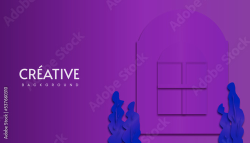 Purple silhouette window modern concept 3d background illustration
