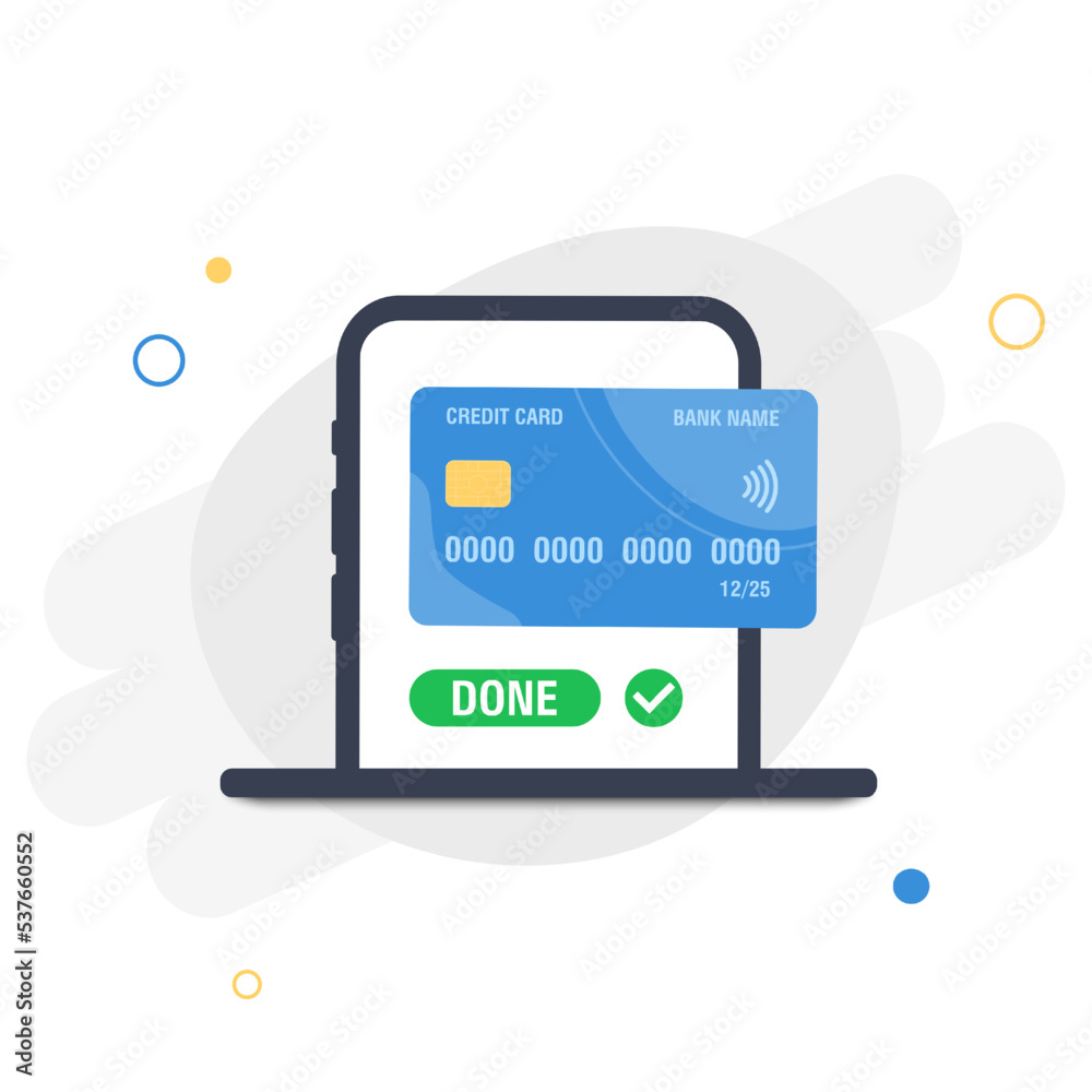 Mobile payments. Debit or credit card payment, business concept. Vector flat style illustration of a credit card. Online payment concept Mobile payments. Debit or credit card payment, business concept. Vector flat style illustration of a credit card. Online payment concept