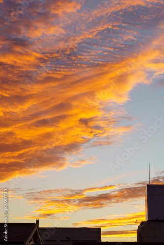 真っ赤に染まった夕焼け空