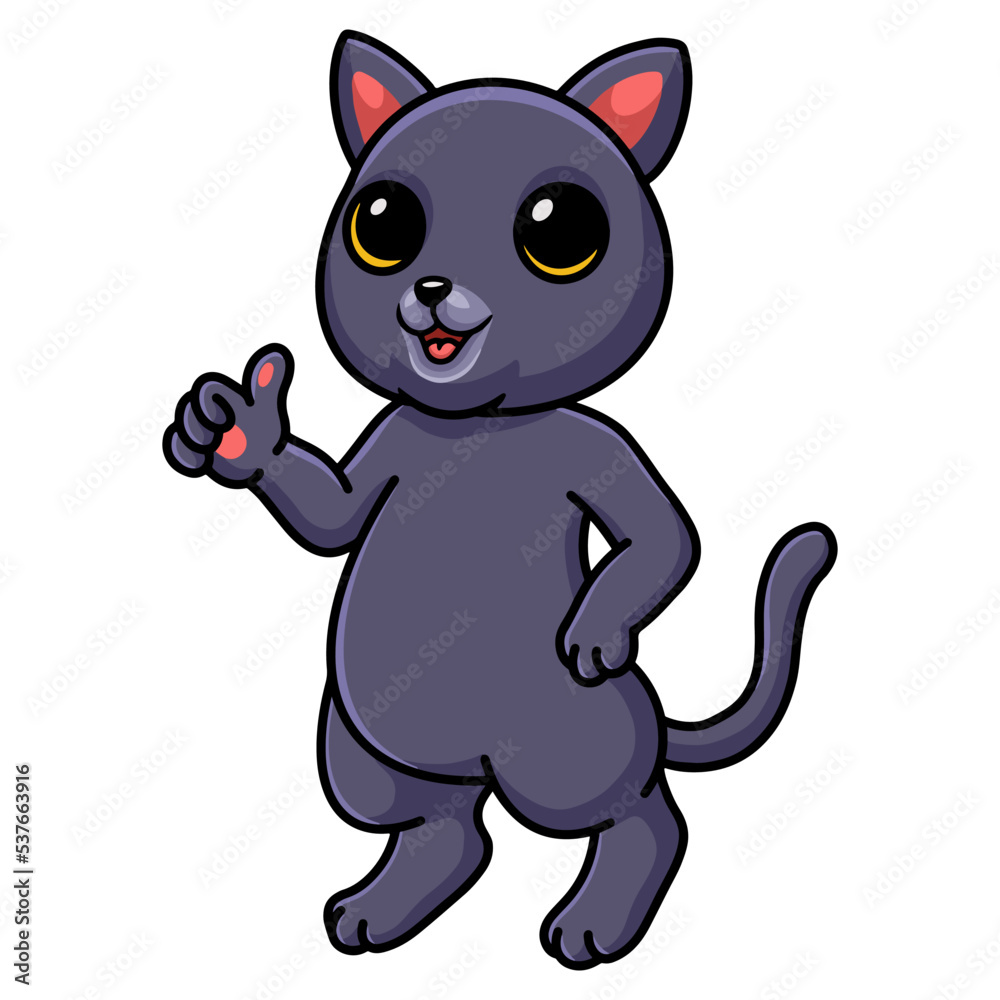 Naklejka premium Cute chartreux cat cartoon giving thumb up