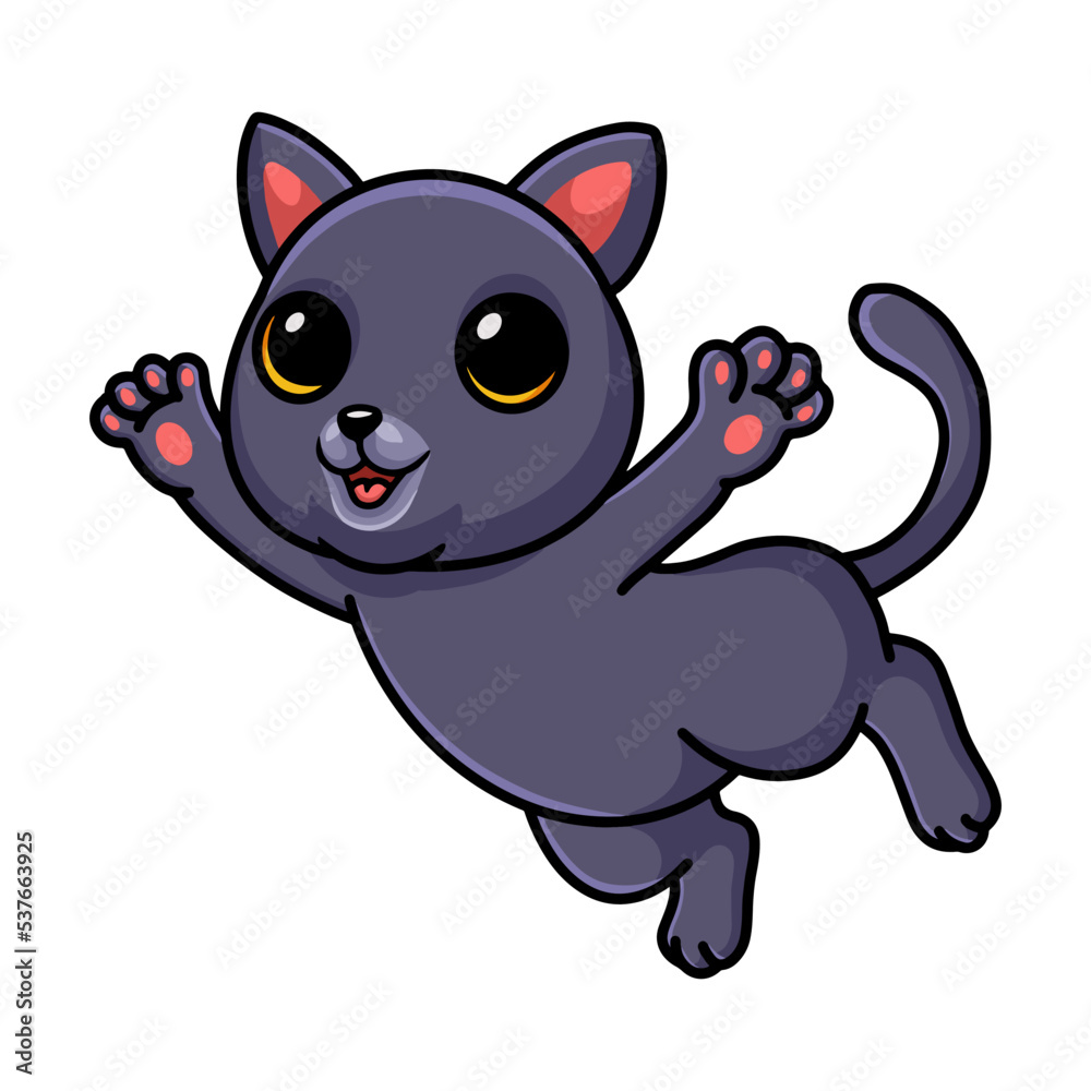 Obraz premium Cute chartreux cat cartoon posing