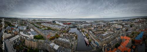 Panoramic view over Leith in Edinburgh from above - travel photography photo