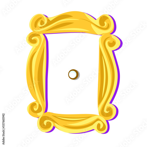 Yellow vintage frame with a peephole on a white background Fototapet