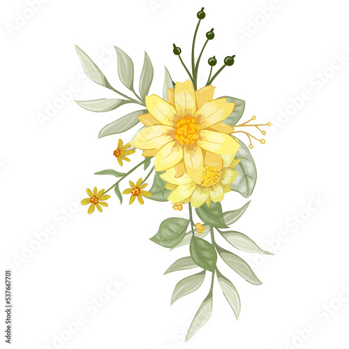 Yellow Watercolor Flower Arrangement