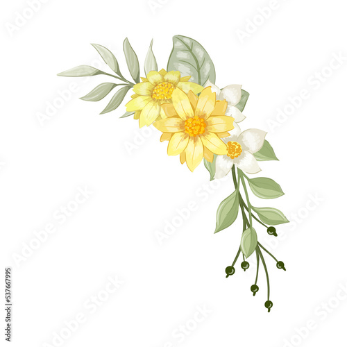 Yellow Watercolor Flower Arrangement © niloka studio