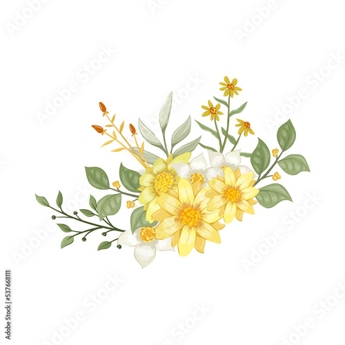 Yellow Watercolor Flower Arrangement