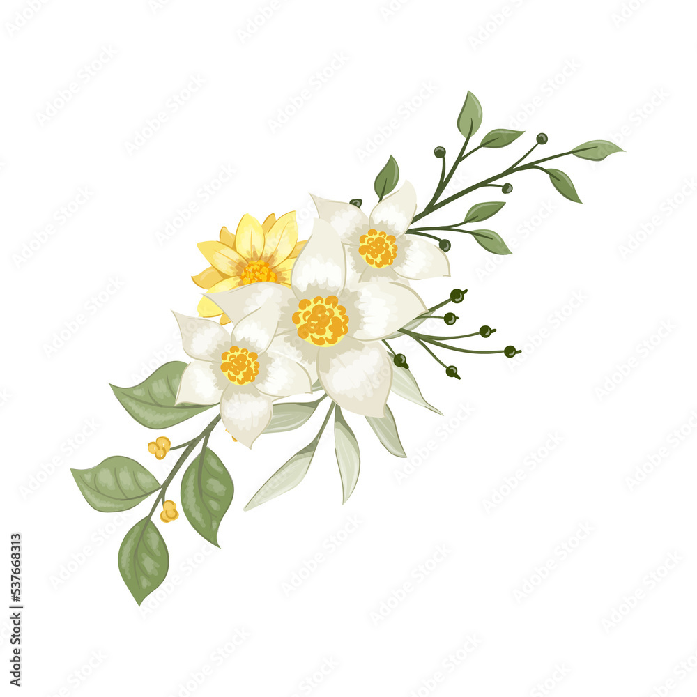 Yellow Watercolor Flower Arrangement