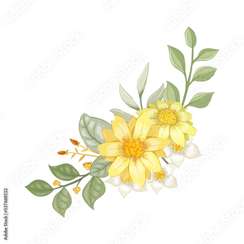 Yellow Watercolor Flower Arrangement © niloka studio