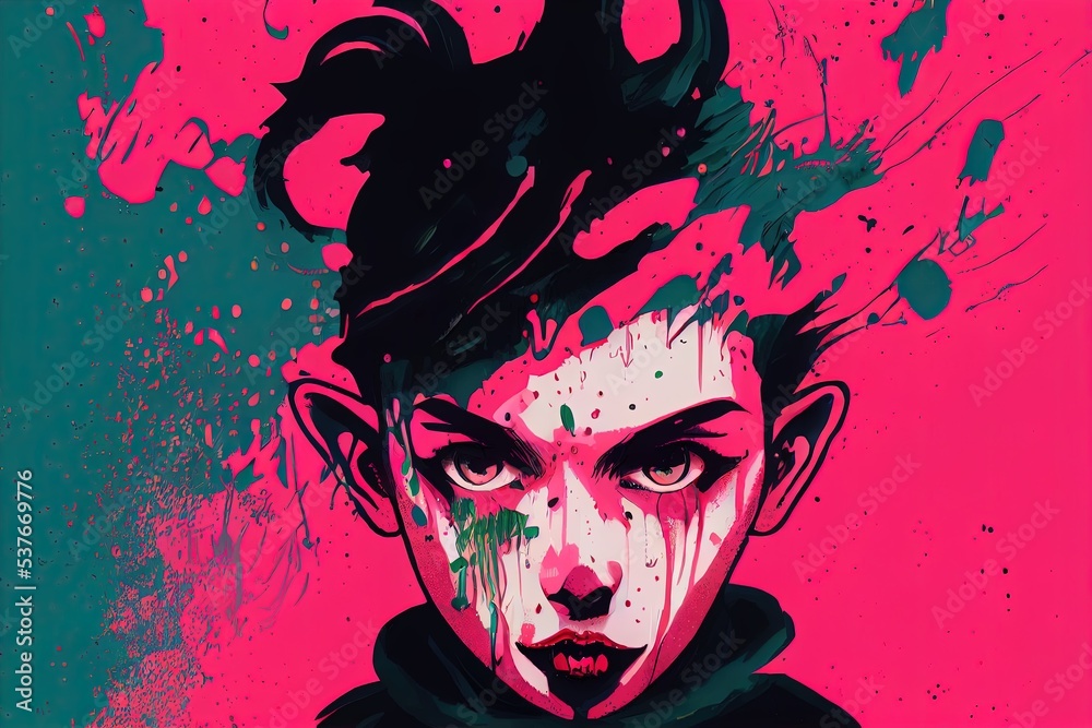 Vibrant digital graffiti pattern. Computer-generated image with splashy ...