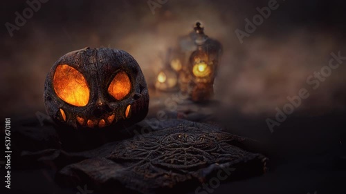 halloween pumpkin lantern background video photo
