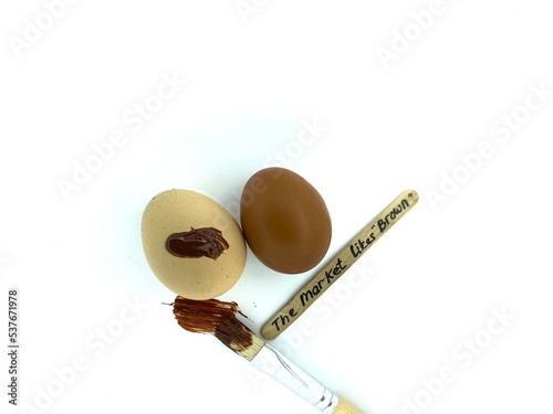 Brown Eggshell color, Chicken egg shell quality, The market likes brown, pigment products enhancer, feed quality  photo