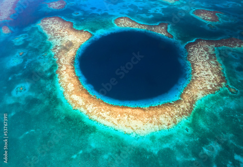 The Great Blue Hole is amazing natural wonder Of Belize in Central America