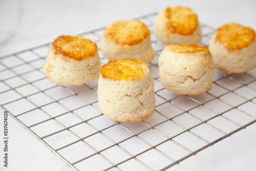 Butter scone set with raspberry and clotted cream Butter scone set with raspberry and clotted cream
