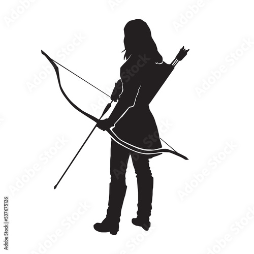 Female archer warrior vector silhouette
