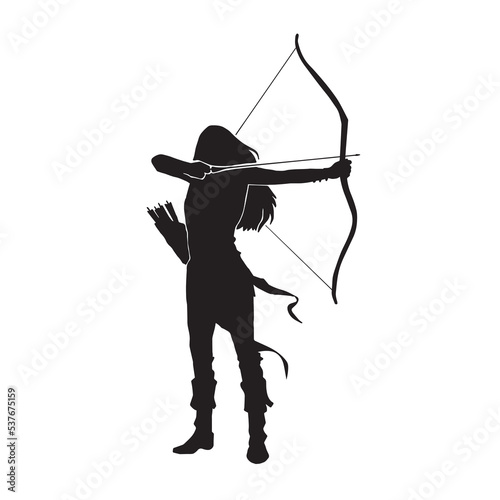 Female archer warrior vector silhouette