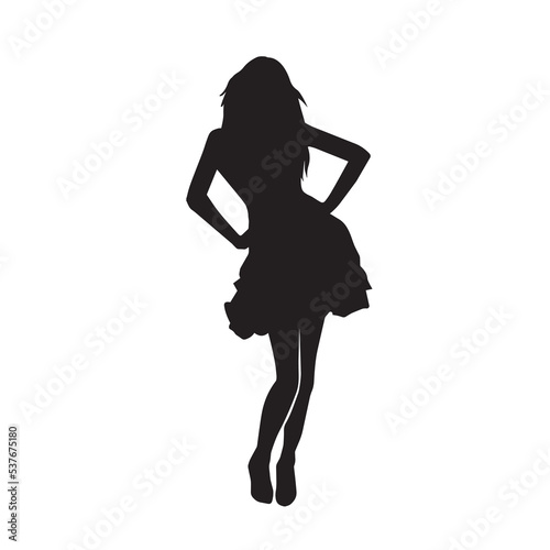 vector silhouette of an attractive woman with daily activity pose © Adikris