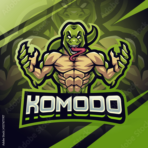 Komodo fighter esport mascot logo design