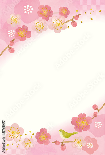 Ê∞¥ÂΩ©„ÅßÊèè„ÅÑ„ÅüÂíåÈ¢®„ÅÆËä±„ÅÆ„Éï„É¨„Éº„É†ËÉåÊôØÁ¥†Êùê