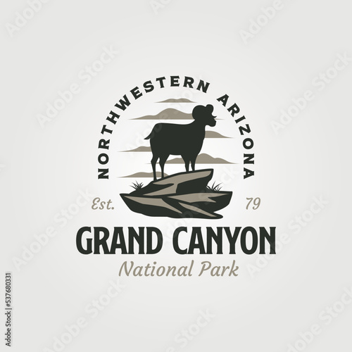 grand canyon national park logo with mountain goat symbol illustration design