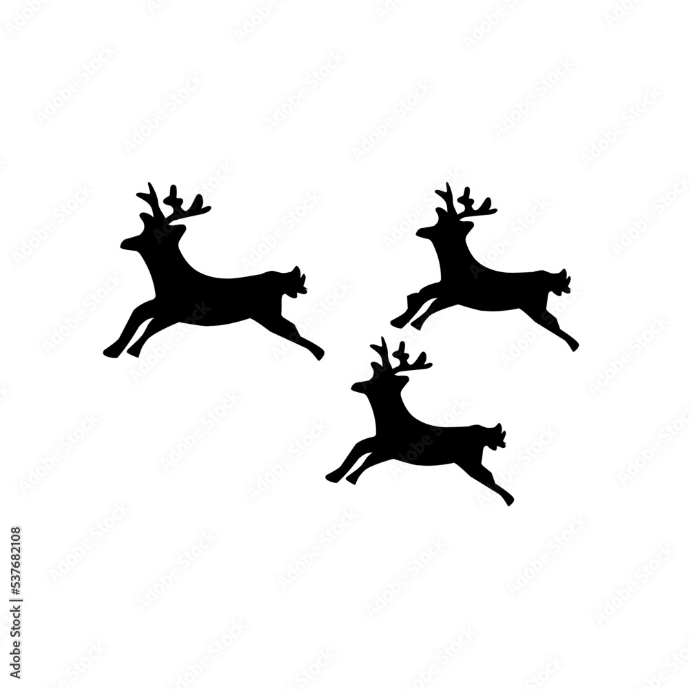 Obraz premium flying deer silhouette swarm