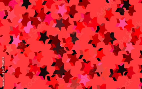 Dark Red vector backdrop with small and big stars.