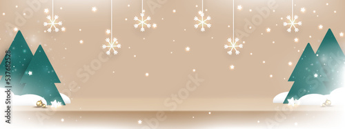 Abstract scene background with Christmas elements. Space for product display. Vector illustration.