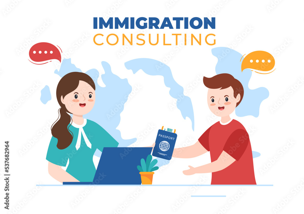 Immigration Consultant Template Hand Drawn Cartoon Flat Illustration Counseling Assistance for Provide Advice to People Who Will Make the Move Immigration Consultant Template Hand Drawn Cartoon Flat Illustration Counseling Assistance for Provide Advice to People Who Will Make the Move