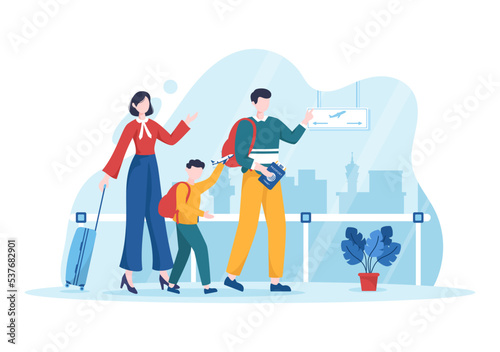 Immigration Template Hand Drawn Cartoon Flat Illustration of Document with Visa and Passport for Moving to Another Country