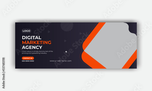 Digital marketing agency facebook cover photo design with creative shape or web banner for digital marketing business